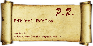 Pártl Réka névjegykártya