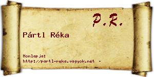 Pártl Réka névjegykártya